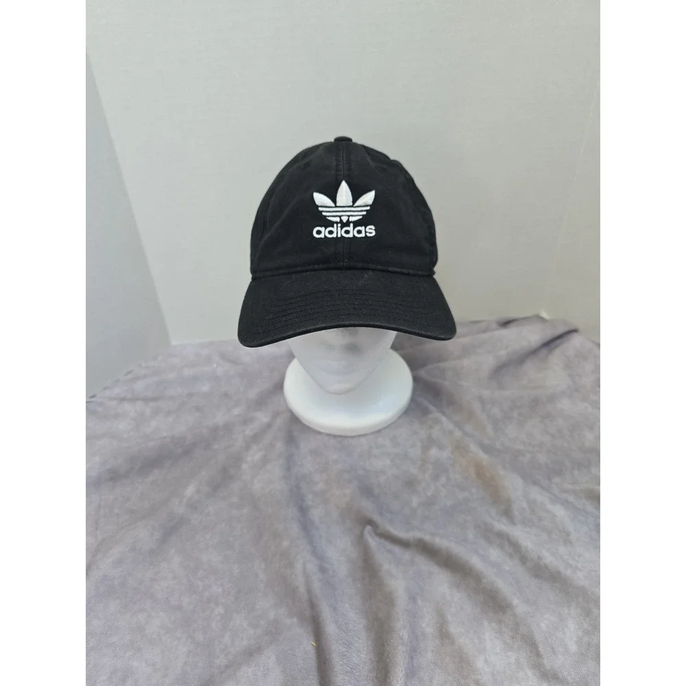 Adidas Baseball Cap Black Solid Trefoil Logo Adjustable Unisex Adults One Size